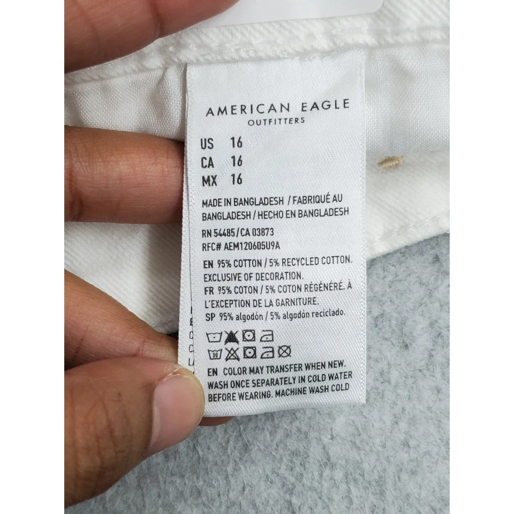 American Eagle Outfitters Women Shorts 16 White Denim Highest Rise Baggy Short